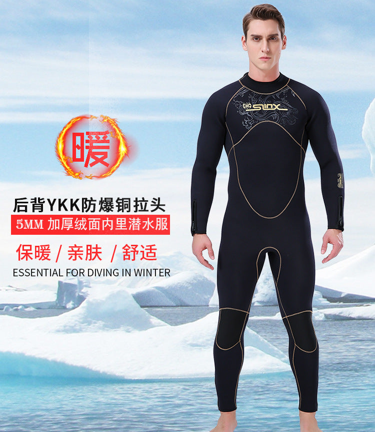 5mm Men's Wetsuit Thicken Long Sleeve Diving Clothing Sub Fishing Neoprene Surf Snorkeling Swimwear Sailing Suit Beach Equipment