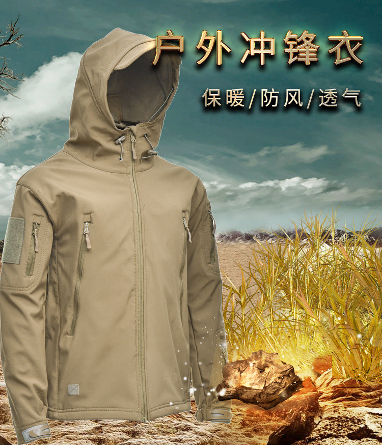 Winter Big Size Men Camouflage Jacket Shark Soft Shell Outdoor Mountaineering Jacket Men Waterproof Warm Windbreaker Clothing