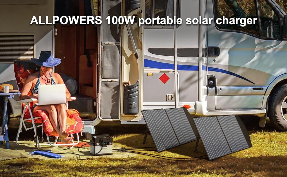 ALLPOWERS Solar Charger 18V100W Foldable Solar Panel Suit For Portable Power Station/Generator Outdoor Travel Camping