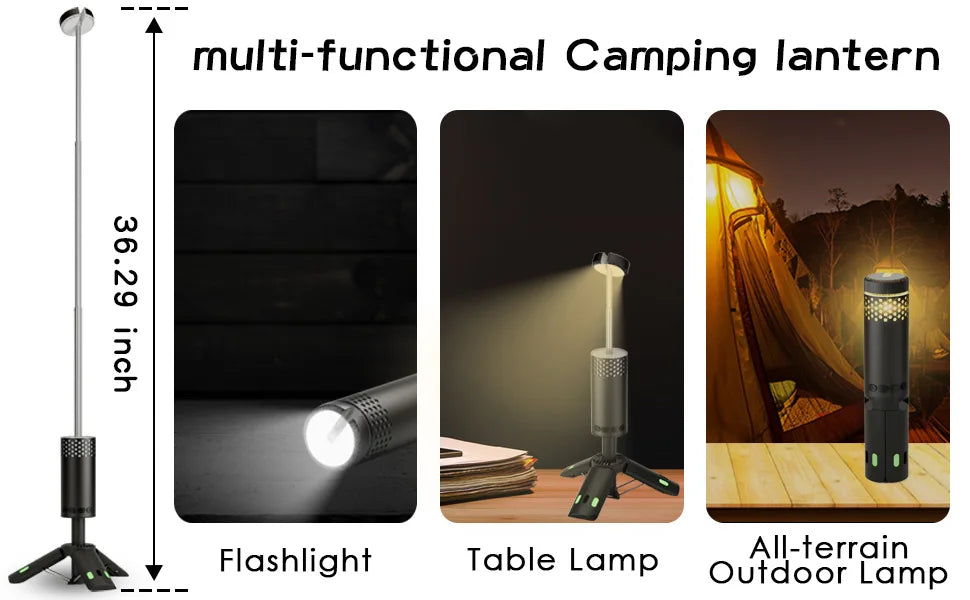 Outdoor Camping Lamp USB Type C Camp Light Telescopic for Adventure, Hiking, Camping, Live Streaming Telescoping LED Lantern