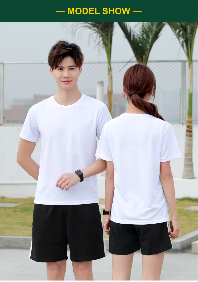 Round Neck Short Sleeve T-shirt Quick-drying Material Sports Running  Breathable Top Unisex Custom Printing Embroidery Clothing