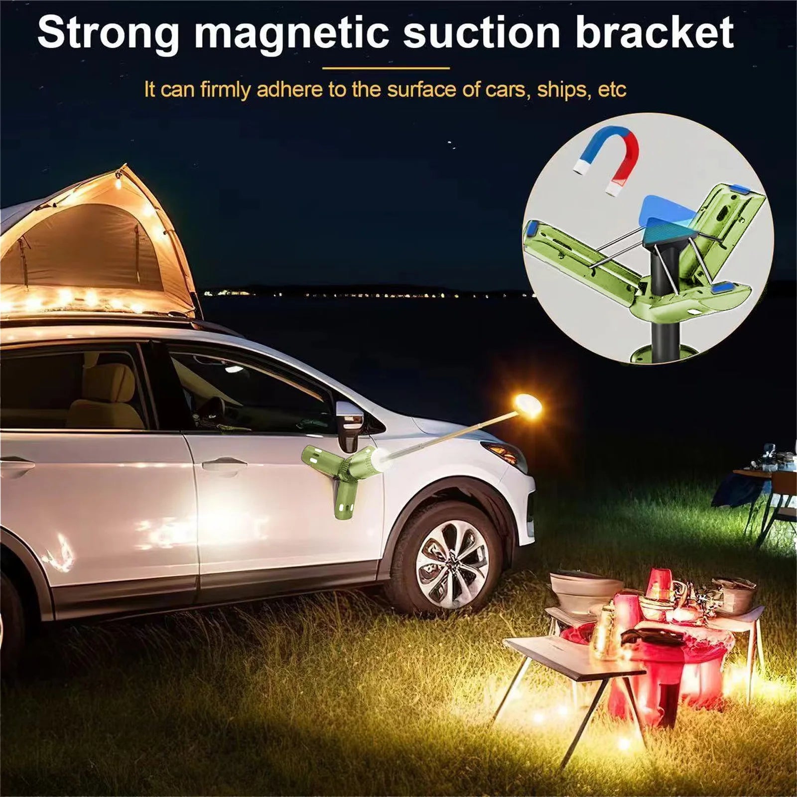 Portable Telescopic LED Camping Light Rechargeable Lantern for Outdoor Adventures Compact Magnetic Base Camping Tent Light