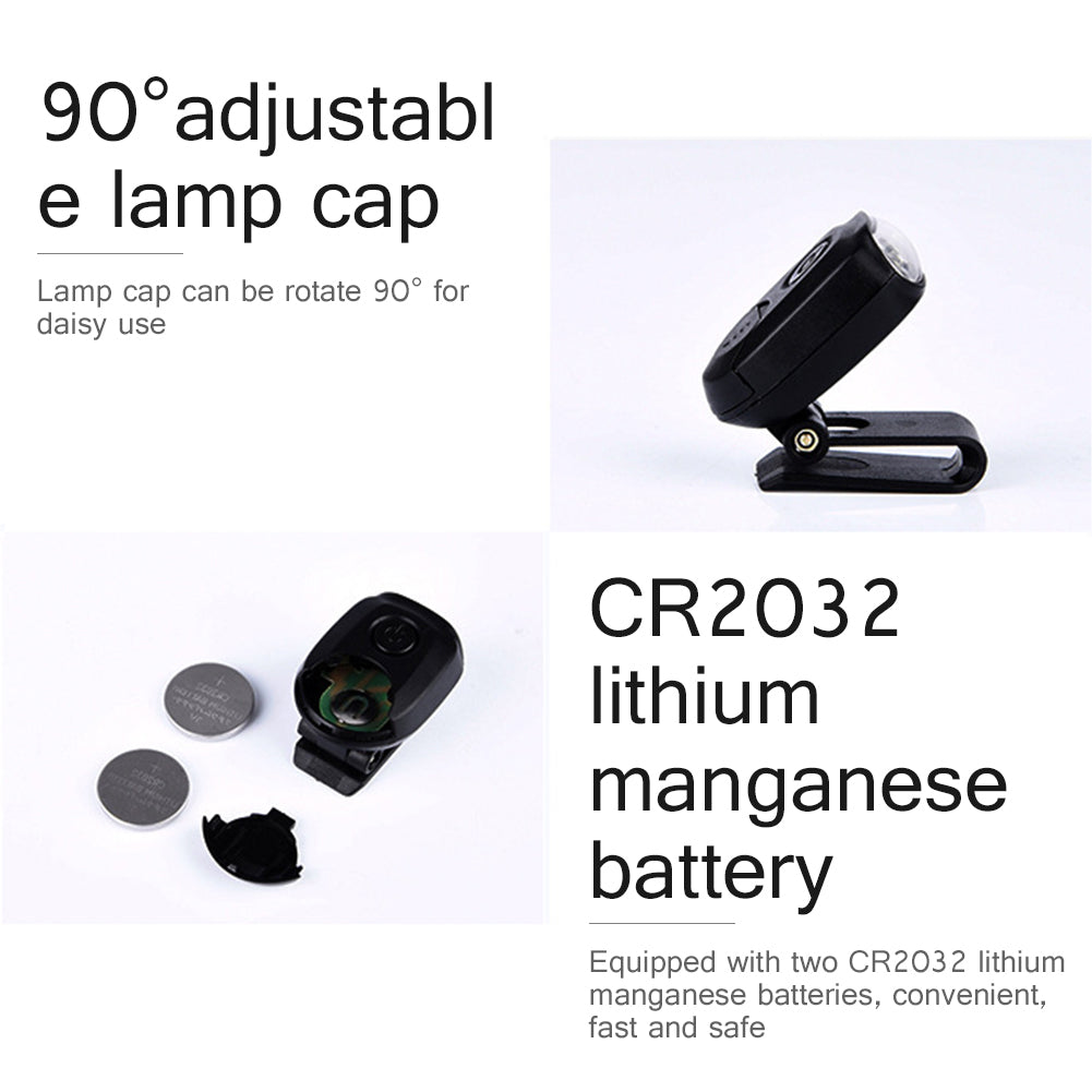 Mini 3 LED Headlamp Portable Cap Light 90° Rotatable Head Flashlight Clip-on Hat Light Bright Head Lamp Lantern Camping Cycling