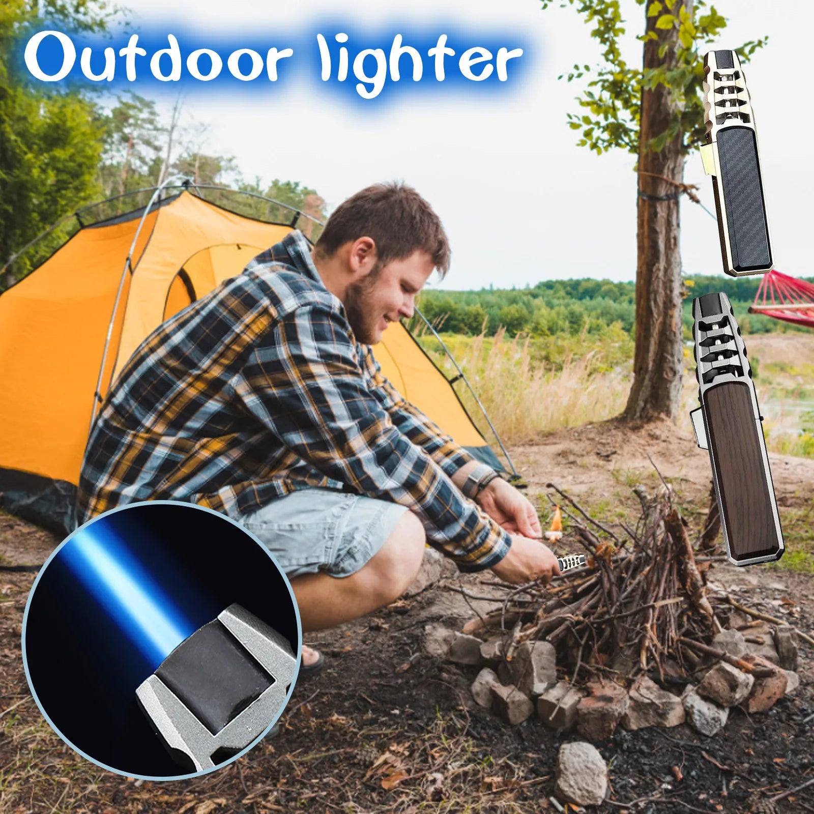 Kitchen BBQ Cigar Big Jet Flame Fire Torch Outdoor Powerful Flame  Camping Gun Lighter Mans Tools Without Butane Gas