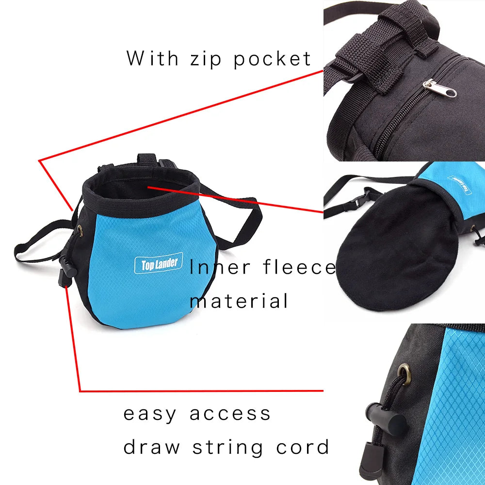 Rock Climbing Chalk Bag Boulder Waterproof Magnesium Powder Storage Adjustable Waist Gymnastic Weightlifting Pouch GYM Equipment