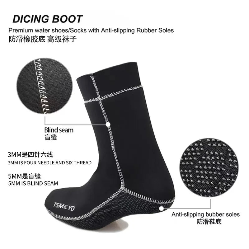 NEW Underwater Winter Scuba Diving Beach Socks 3mm Neoprene Men Women Printing Swimming Warm Non-slip Coral Snorkeling Equipment