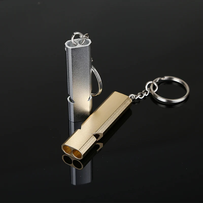 Dual-tube Survival Whistle Portable Aluminum Safety Whistle For Outdoor Hiking Camping Survival Emergency Keychain Multi Tool