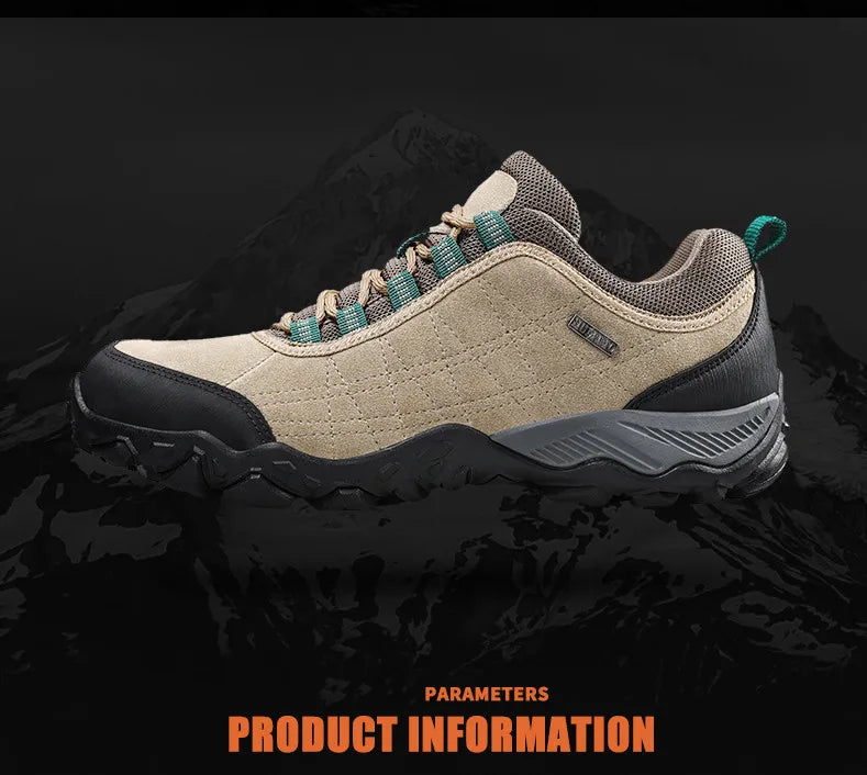 Humtto New Arrival Leather Hiking Shoes Wear-resistant  Outdoor Sport Men Shoes Lace-Up Mens Climbing Trekking Hunting Sneakers