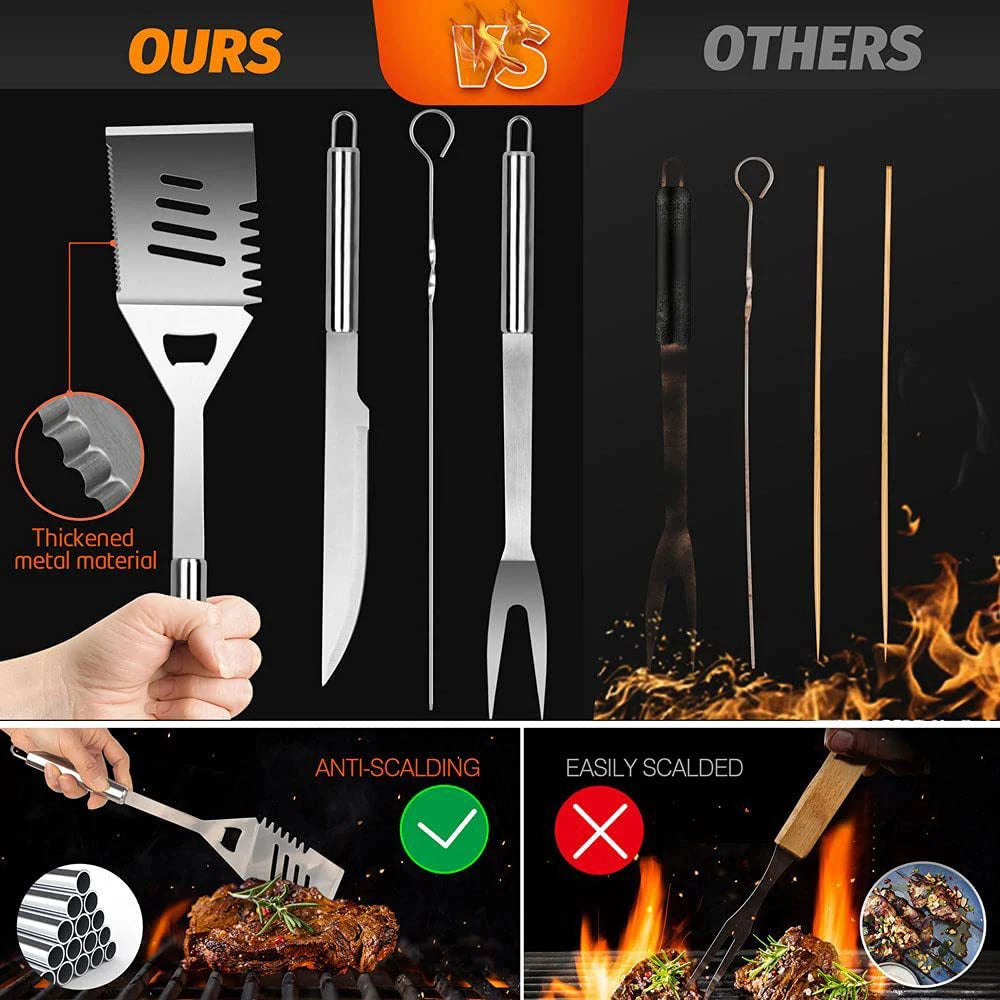 27Pcs Grilling Tool Set Stainless Steel Camping Grill Set Multifunction Outdoor BBQ Cookware Kit Barbecue Grill Accessories