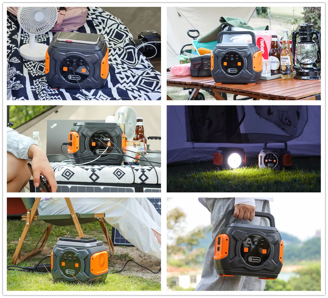 Flashfish Power Station 320W Portable Solar Generator 110V 230V Pure Sine Wave AC Output 292Wh Power Supply For Outdoor Camping