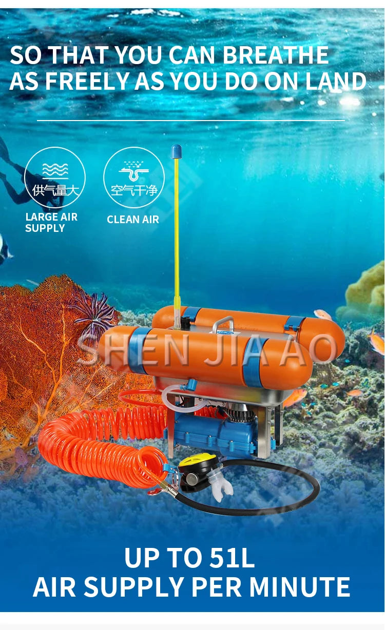 Diving Equipment Full Set Of Respirator Scuba Underwater Long Tube Time Snorkeling Deep Diving Pump Submersible