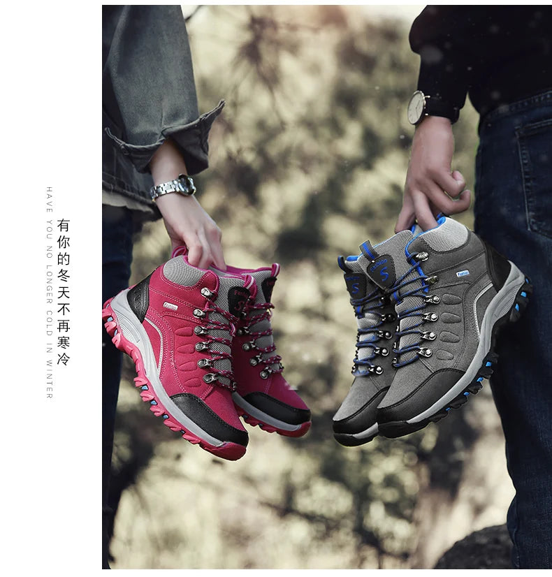 Couple Outdoor Waterproof Hiking Boots Men Winter Shoe Walking Climbing Hiking Shoes Mountain Sport Boots Hunting Woman Sneakers