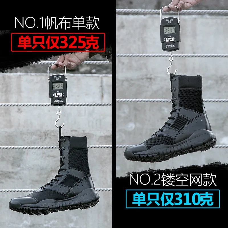 Summer Combat Boot Men Women Climbing Training Lightweight Waterproof Tactical Boots Outdoor Hiking Breathable Mesh Shoes