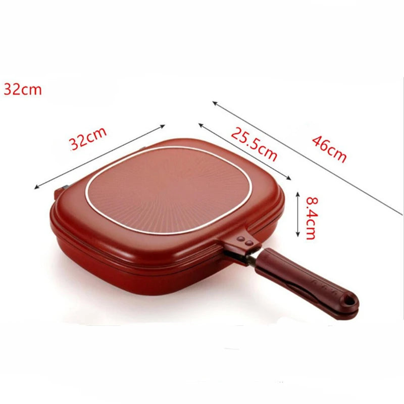 32CM/28CM Frying Pan Non-Stick Double-Sided Barbecue Cooking Tool Stable Durable And Reliable Cookware Suitable For Home Outdoor