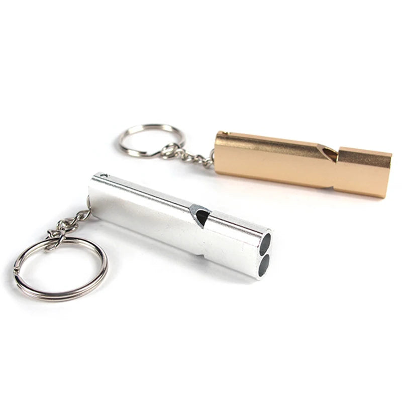 Dual-tube Survival Whistle Portable Aluminum Safety Whistle For Outdoor Hiking Camping Survival Emergency Keychain Multi Tool