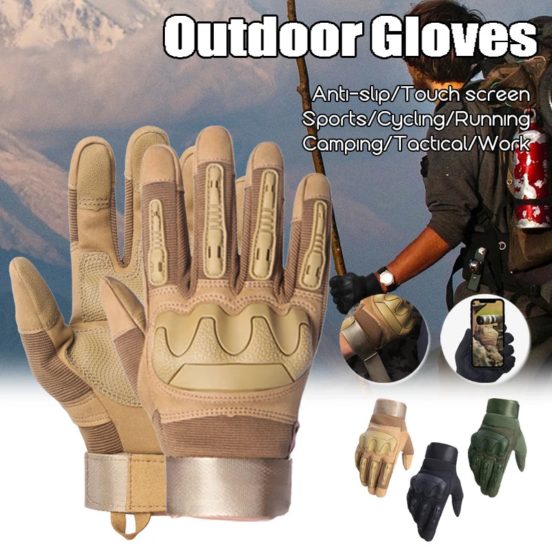 Outdoor Tactical Motorcycle Full Finger Gloves Men's Touch Screen Helmet Riding Mountaineering Fitness Protective Training Glove