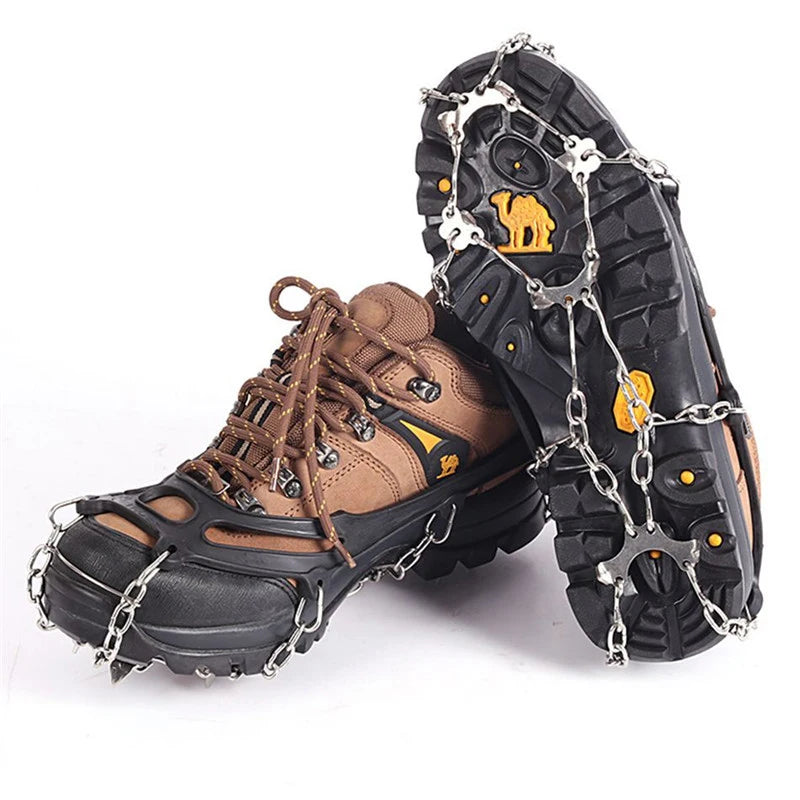 10 Teeth Steel Ice Gripper Spike for Shoes Anti Slip Hiking Climbing Snow Spikes Crampons Cleats Chain Claws Grips Boots Cover