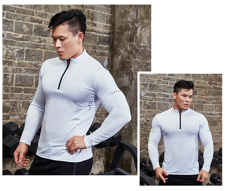 Plus Size Men Compression Sport T-Shirt Top Long Sleeve Gym Running Clothing Fitness Tight Sportswear Hiking Rashgard Sweatshirt