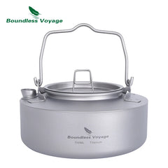 Boundless Voyage Titanium Camping Kettle Portable Teapot with Folding Handle Outdoor Cookware Ultralight Tableware 700ml Ti3100D