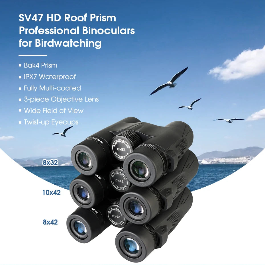 SVBONY Bird Watching Telescope SV47 Powerful Binoculars 8x32/8x42/10x42 Professional IPX7 Waterproof camping equipment Survival