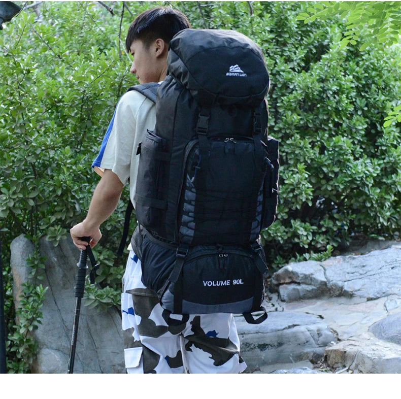 Large 90L Travel Bag Camping Backpack Hiking Army Climbing Bags Mountaineering  Sport Bag Outdoor Shoulder Rucksack Men Women