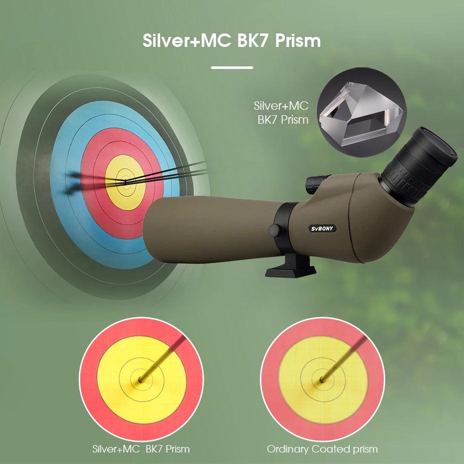 Svbony SV401 20-60x80 Spotting Scope BK7 Silver + MC Prism IPX6 Waterproof spyglass with Tripod Camping Equipment