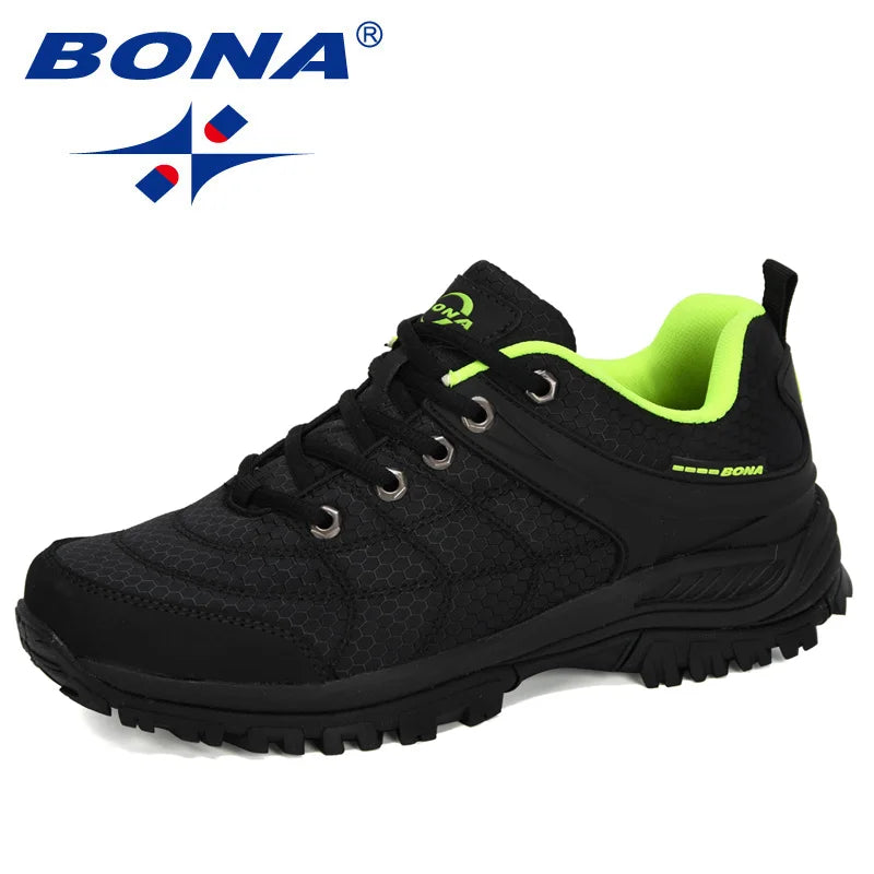 BONA New Designers Popular Hiking Shoes Man Nubuck Leather Mesh Outdoor Men Sneakers Climbing Shoes Men Sport Shoes Trendy