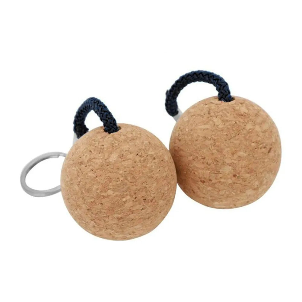 2Pcs 50mm Floating Cork Ball Key Ring Sailing Boat Float Buoyant Rope Ultraweight Wooden Keychain Keyring Kayak Accessories