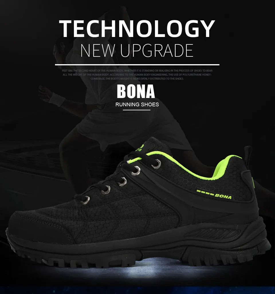 BONA New Designers Popular Hiking Shoes Man Nubuck Leather Mesh Outdoor Men Sneakers Climbing Shoes Men Sport Shoes Trendy