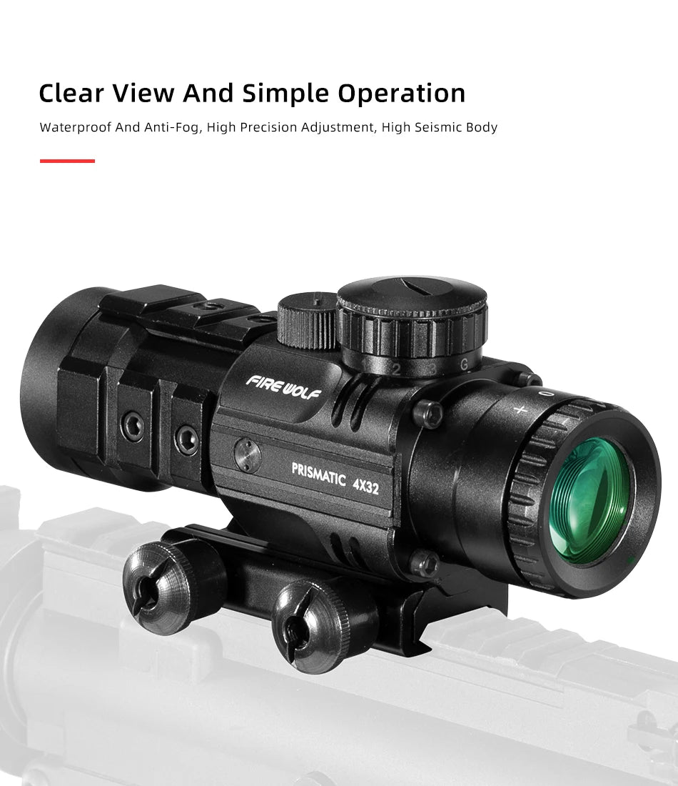 Fire Wolf 4X32 Hunting Optical sight tactical Rifle Scope Green red dot light Rifle tips cross Spotting scope for rifle hunting