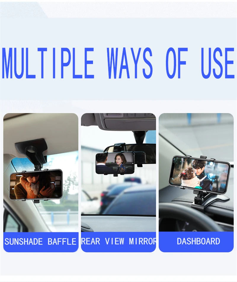 3 in 1 Car Phone Holder Dashboard Rearview Mirror Mobile Phone GPS Navigation Bracket Adjustable Auto Phone Holder For iPhone 13