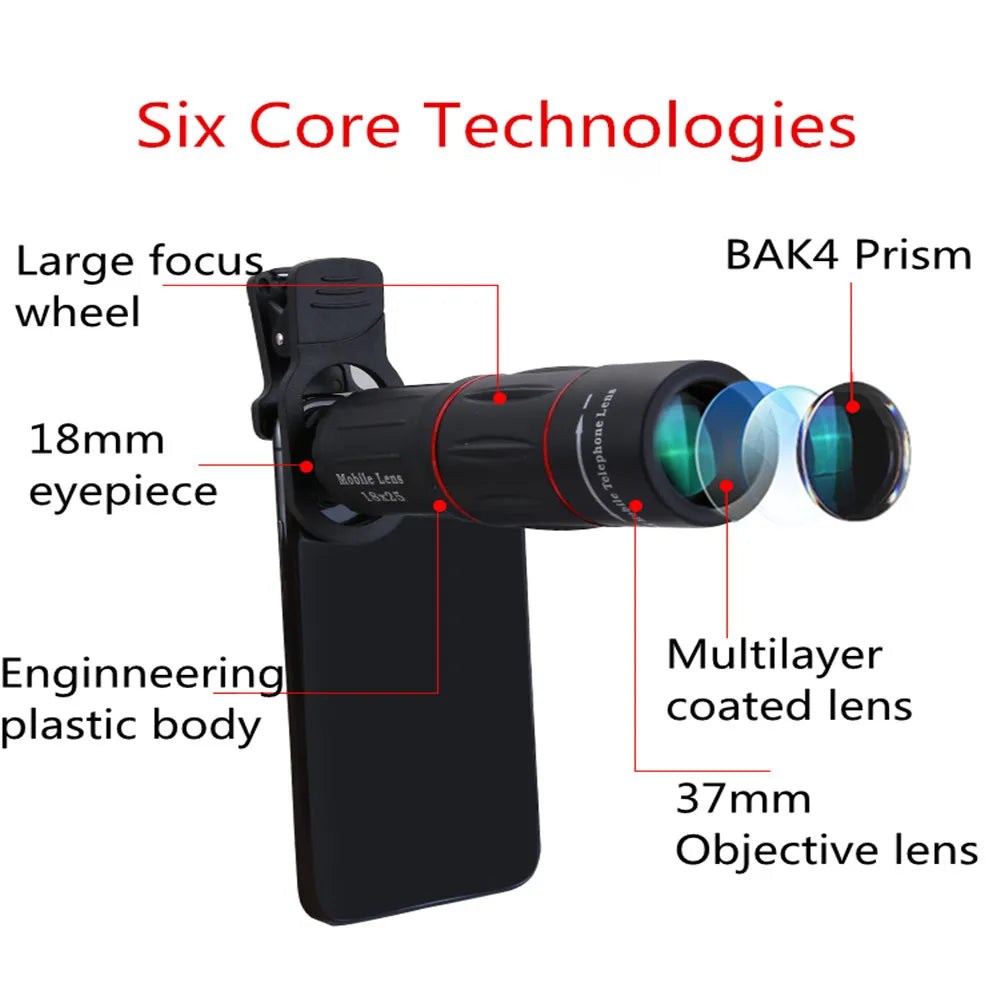 APEXEL 18X25 Monocular Zoom Telephoto Mobile Phone Lens With Tripod For Camping Tourism Portable Spotting Scope Mini Telescope