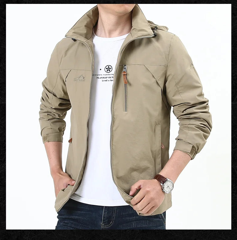 Spring Men's WaterprWindbreaker Casual Coat Man Bigsize Bomber Clothing Sports Tactical Outdoor Camping Mountaineering Jackets