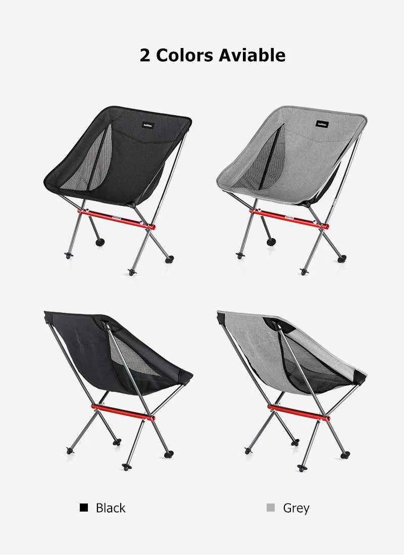 Naturehike Camping Chairs Table 0.7kg Ultralight Compact Portable Outdoor Folding Beach Chair Fishing Foldable Moon Picnic Chair