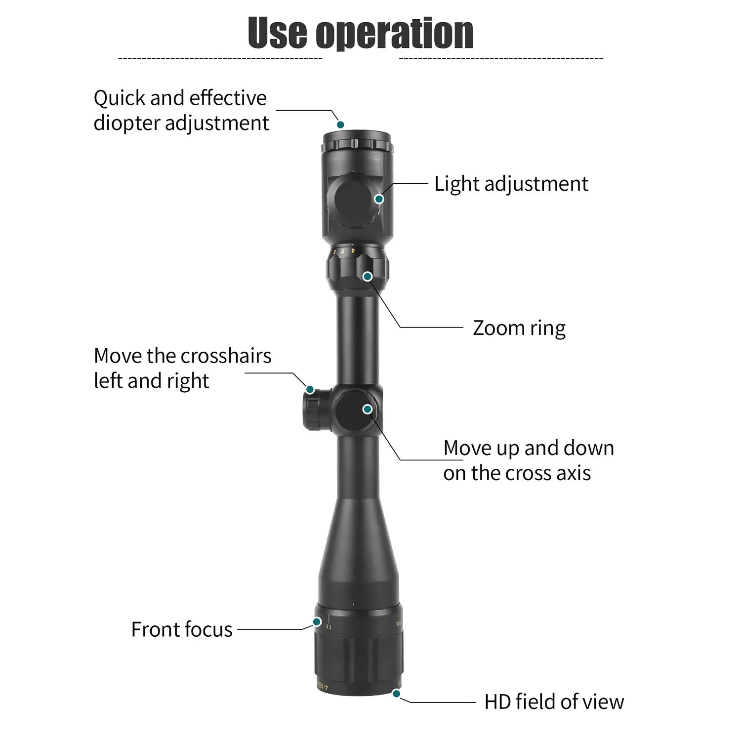 MARCH S4-16X44AOE Tactical Riflescopes Spotting Rifle Scope for Hunting Optical Collimator Air Gun Sight  Red Green Illumination