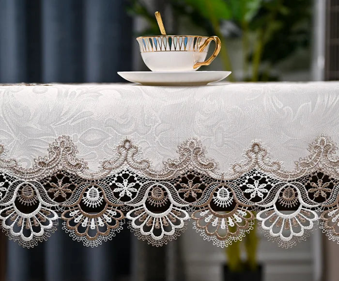 Oval Table Cloth White Embroidered Fold Tea Table Juppe Dining Table Cover Tablecloth Table Home Lace Art Dust Cover Chair Cover