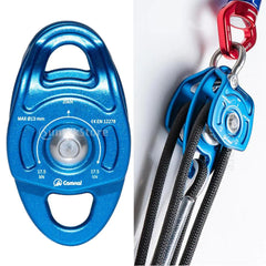 35KN Double Pulley Twin Sheave Rope Pulley for Rope Tree Climbing Caving Climbing Hauling Dragging Lifting