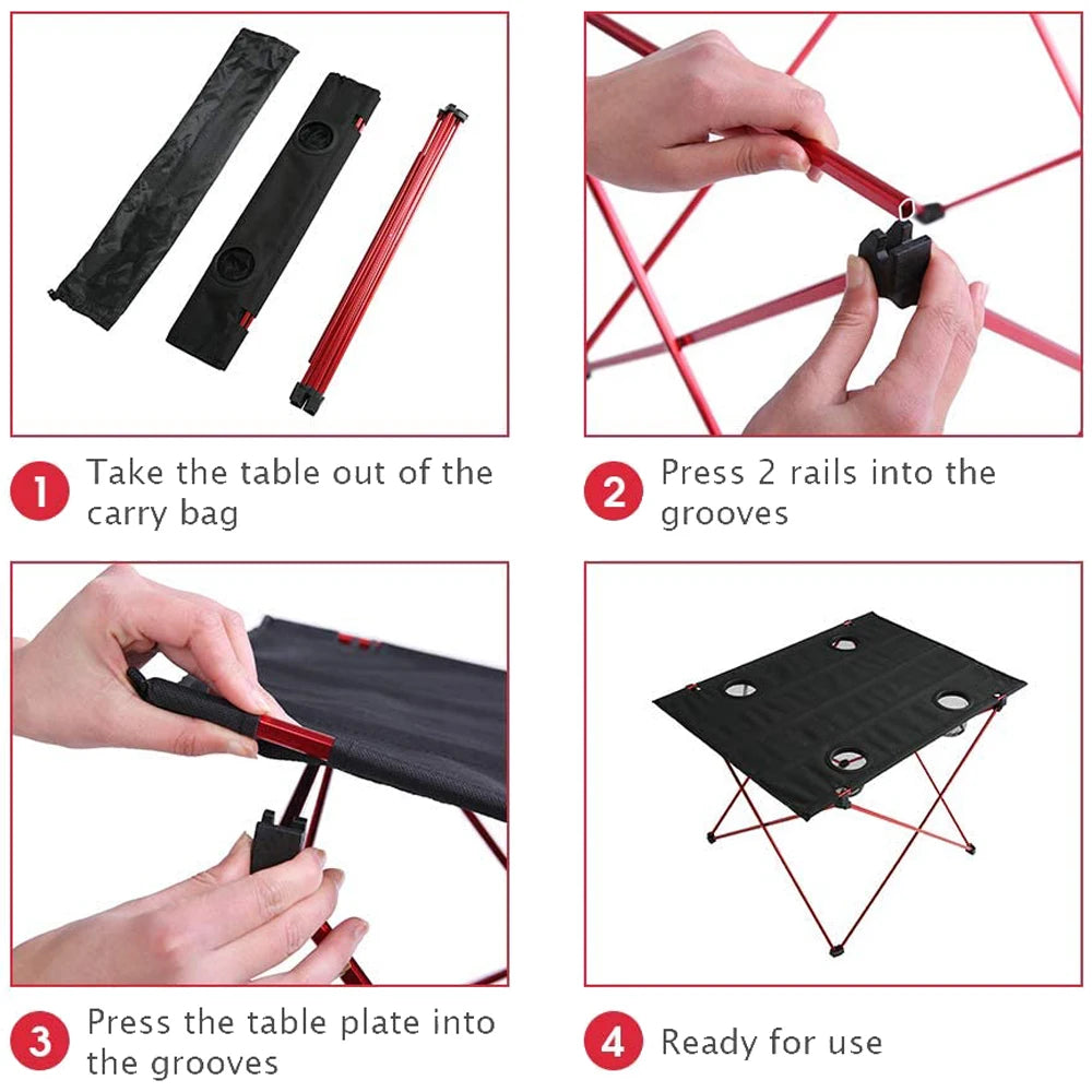 All Aluminum Alloy Folding Tables and Chairs Outdoor Picnic Table Set Ultra-light Casual Barbecue Camping Table Portable