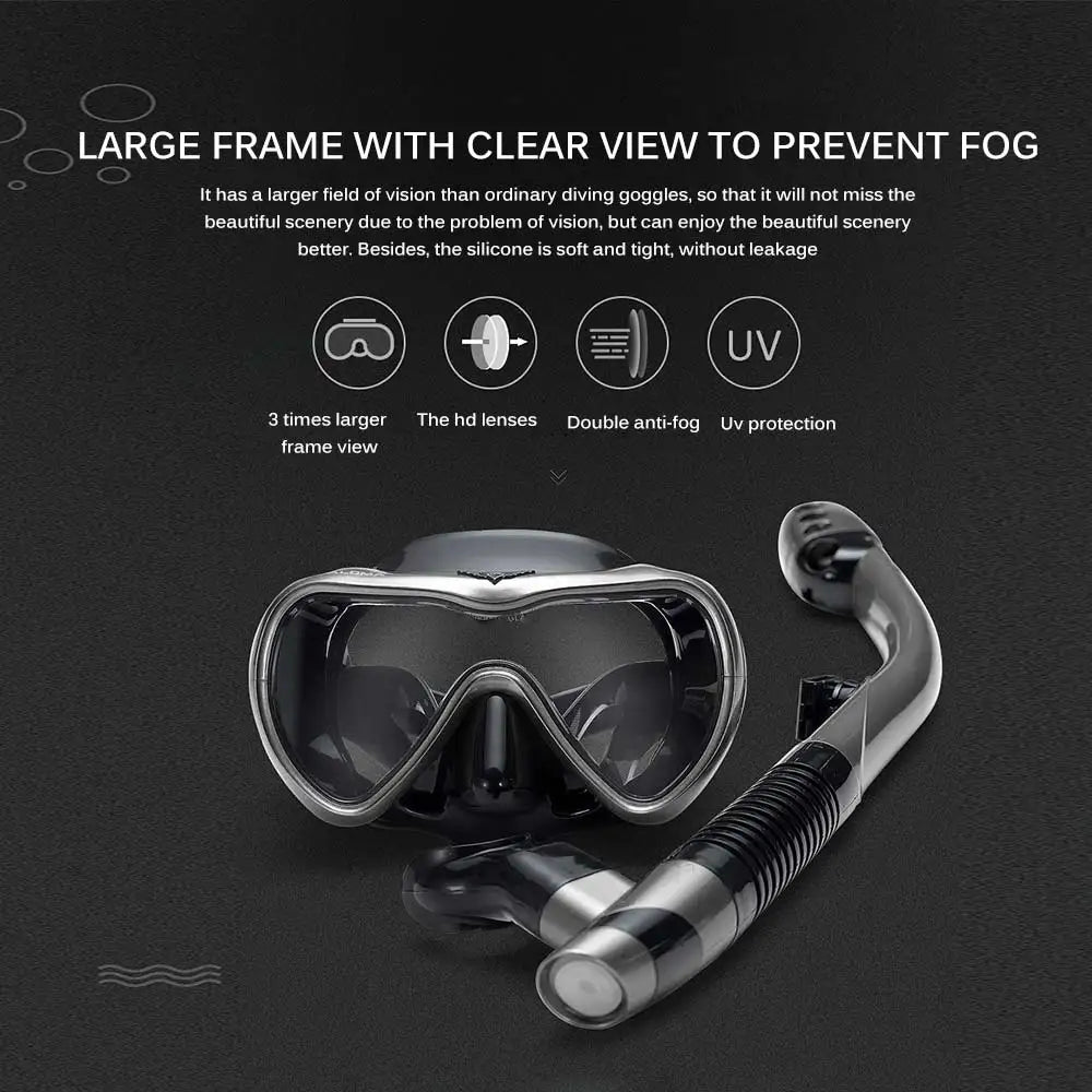 Professional Scuba Diving Mask and Snorkels Anti-Fog Goggles Glasses Diving Swimming Easy Breath Tube Swimming Equipment Best