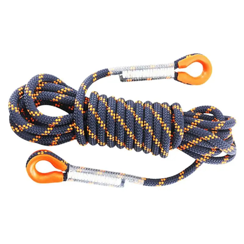 1Pcs 8mm Thickness Tree Rock Climbing Safety Sling Cord Rappelling Rope Equipment for Outdoor Sport (Black and Orange, 5 Meter)