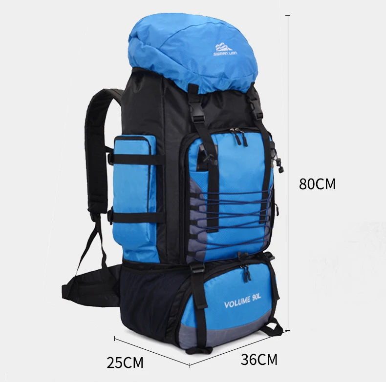 Large 90L Travel Bag Camping Backpack Hiking Army Climbing Bags Mountaineering  Sport Bag Outdoor Shoulder Rucksack Men Women