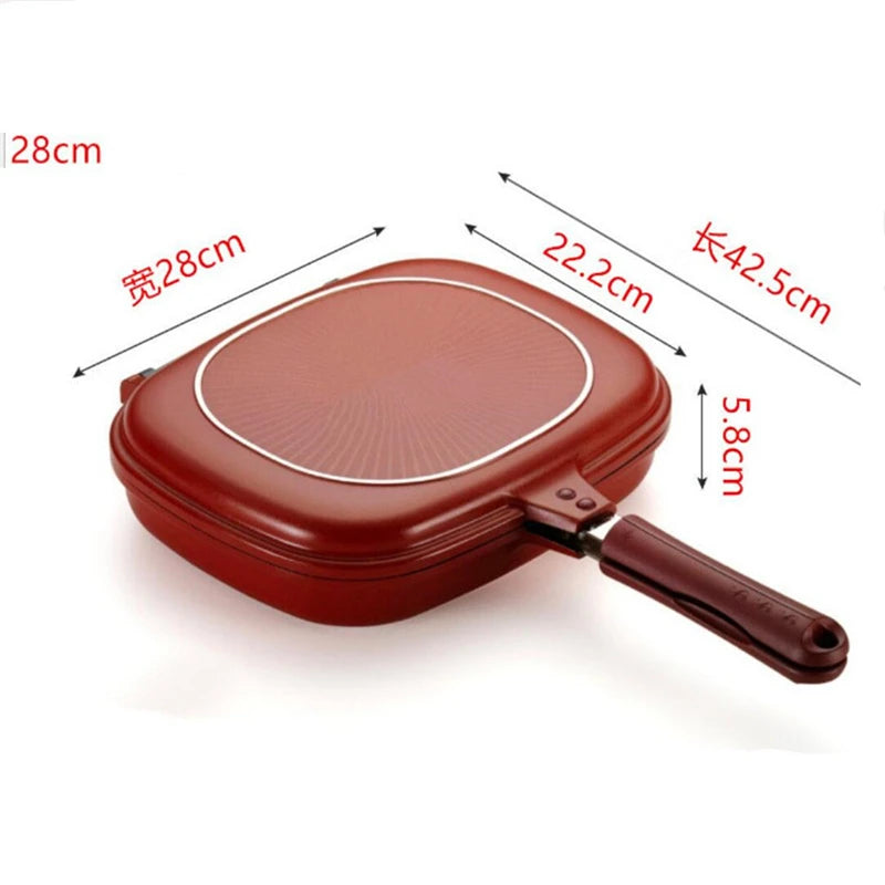 32CM/28CM Frying Pan Non-Stick Double-Sided Barbecue Cooking Tool Stable Durable And Reliable Cookware Suitable For Home Outdoor