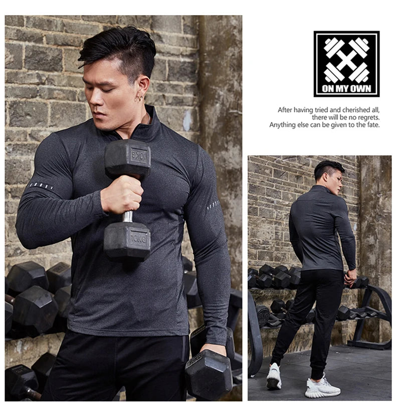 Plus Size Men Compression Sport T-Shirt Top Long Sleeve Gym Running Clothing Fitness Tight Sportswear Hiking Rashgard Sweatshirt