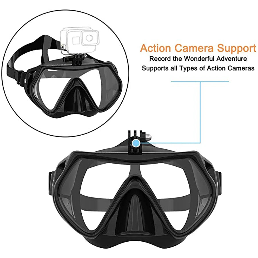 Professional Underwater Mask Camera Diving Mask Swimming Goggles Snorkel Scuba Diving Equipment Camera Holder For GoPro Mount