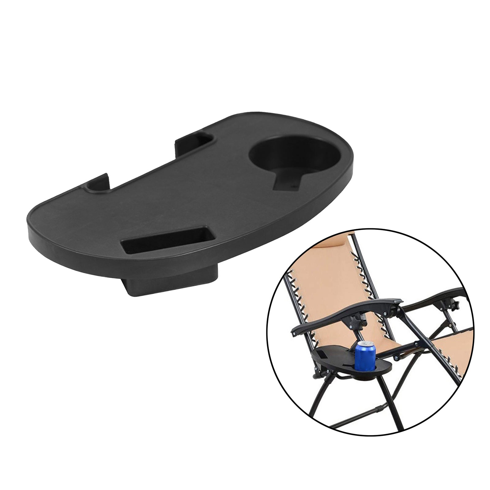 Chair Cup Holder Snack Tray for Leisure Chair Sun Lounger Camping Chair Side Clip Table with Mobile Phone Slot