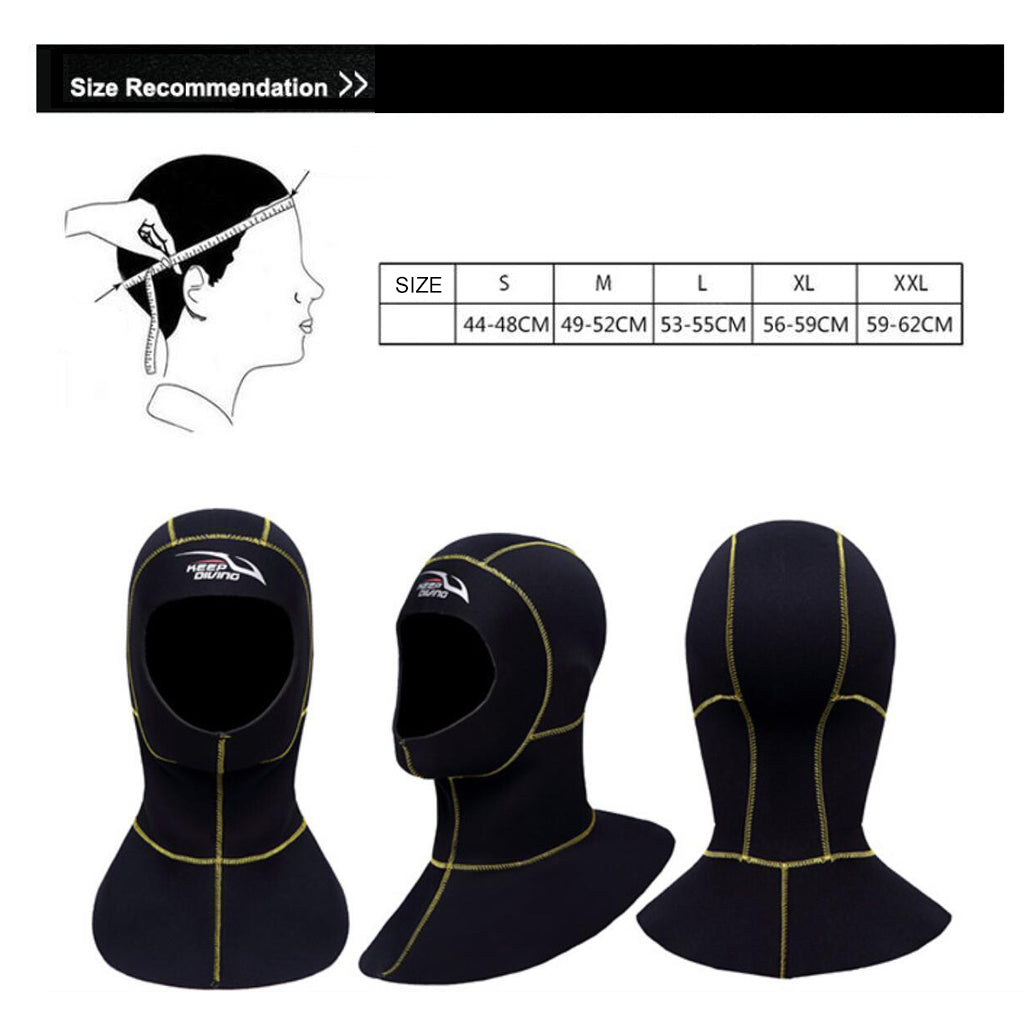 3mm Neoprene Thermal Diving Wetsuit Hood w/ Shoulder Snorkeling Equipment Hat Cap Adults Surfing Hat Canoeing Balaclavas Beanie