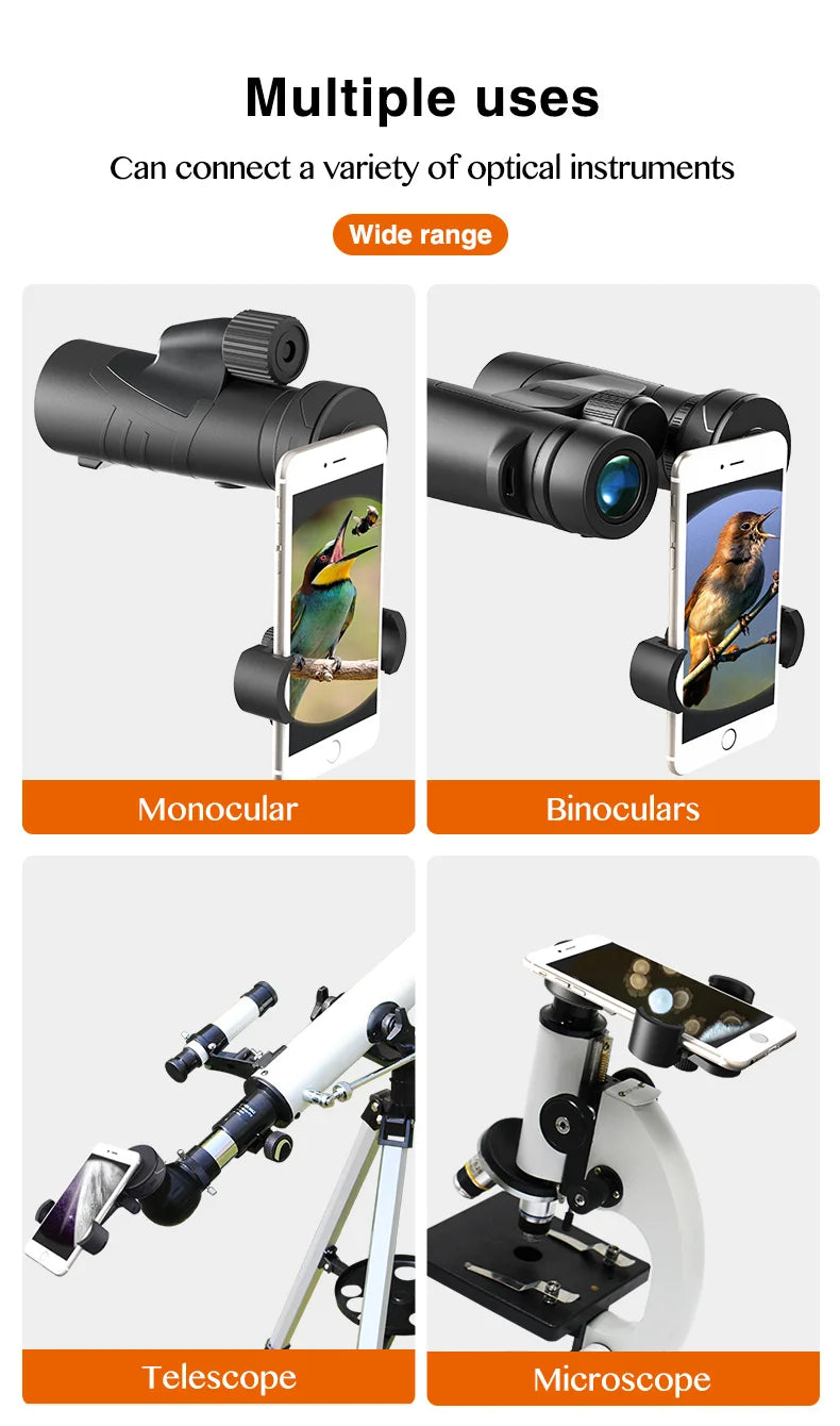 Upgrade Universal Cell Phone Adapter Bracket Clip Mount Soft Rubber Material for Binocular Monocular Spotting Scope Telescope