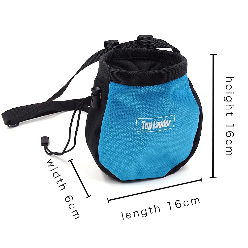 Rock Climbing Chalk Bag with Belt and Zipper Pocket for Fitness GYM Weight Lifting Hunting Bouldering Magnesia Sack Black Color