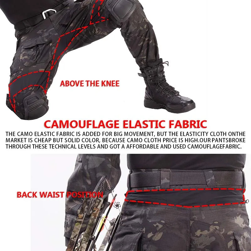 HAN WILD Cotton Pant Combat Pants Knee Pads Tactical Pants Green Camo Pant Men Clothing Airsoft Hunting Climbing Clothes Ripstop