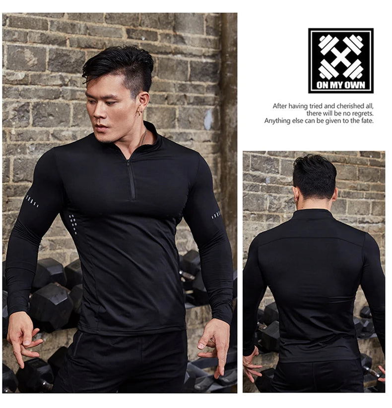 Plus Size Men Compression Sport T-Shirt Top Long Sleeve Gym Running Clothing Fitness Tight Sportswear Hiking Rashgard Sweatshirt